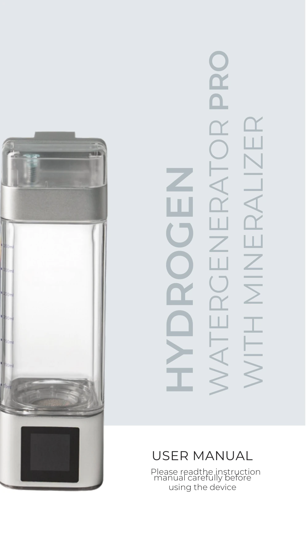 Hydrogen Water Bottle Pro user manual cover