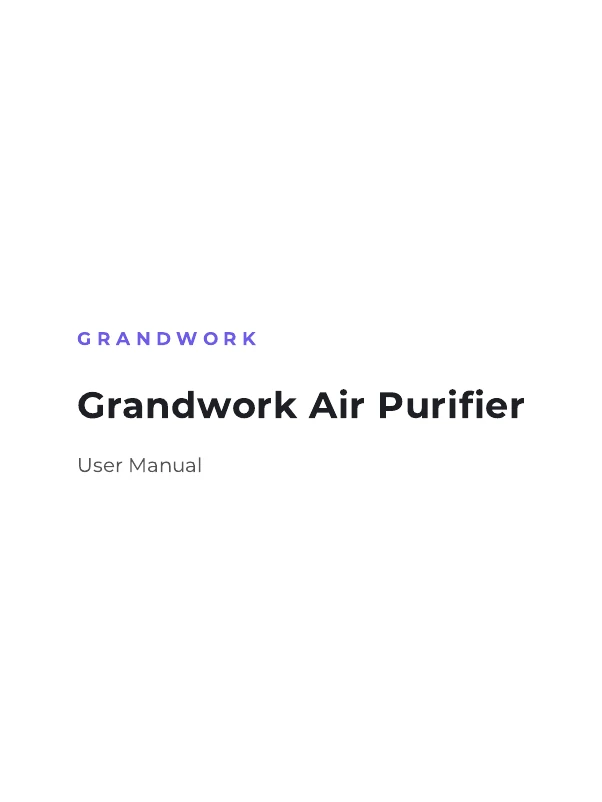 Photocatalytic Air Purifier user manual cover